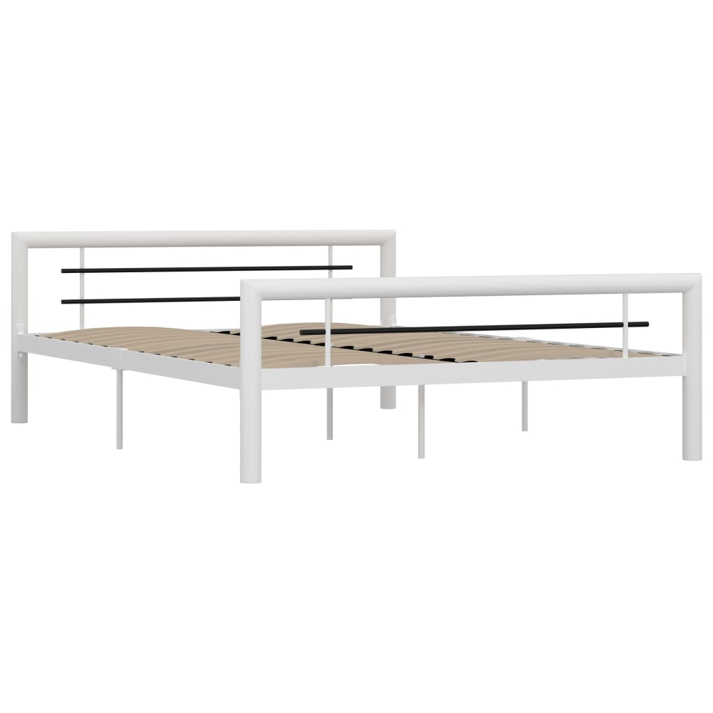 vidaXL Estructura de cama sin colchón metal blanco y negro 160x200 cm