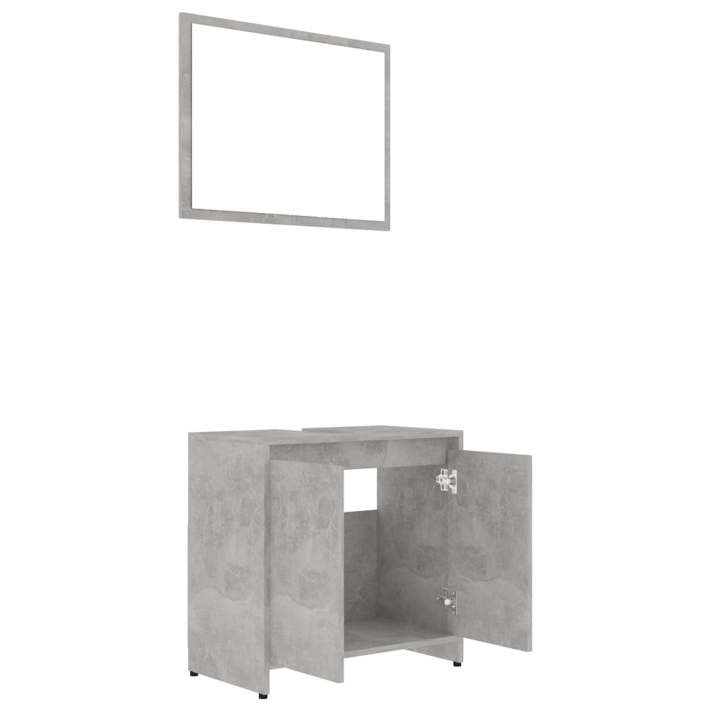 vidaXL Juego de muebles de baño 3 pzas madera ingeniería gris hormigón