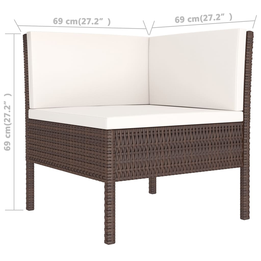 vidaXL Set muebles de jardín 9 pzas y cojines ratán sintético marrón