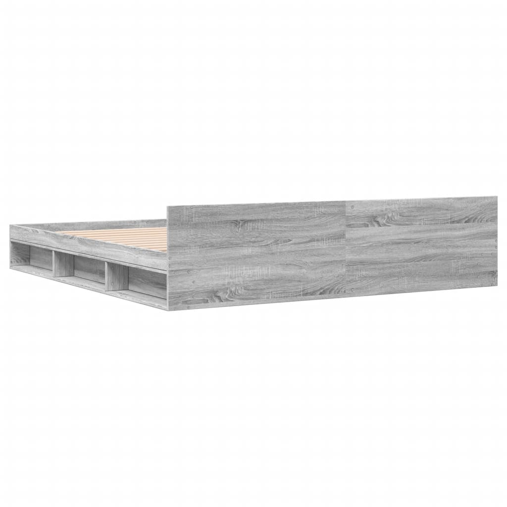 vidaXL Cama con cajones madera ingeniería gris Sonoma 180x200 cm