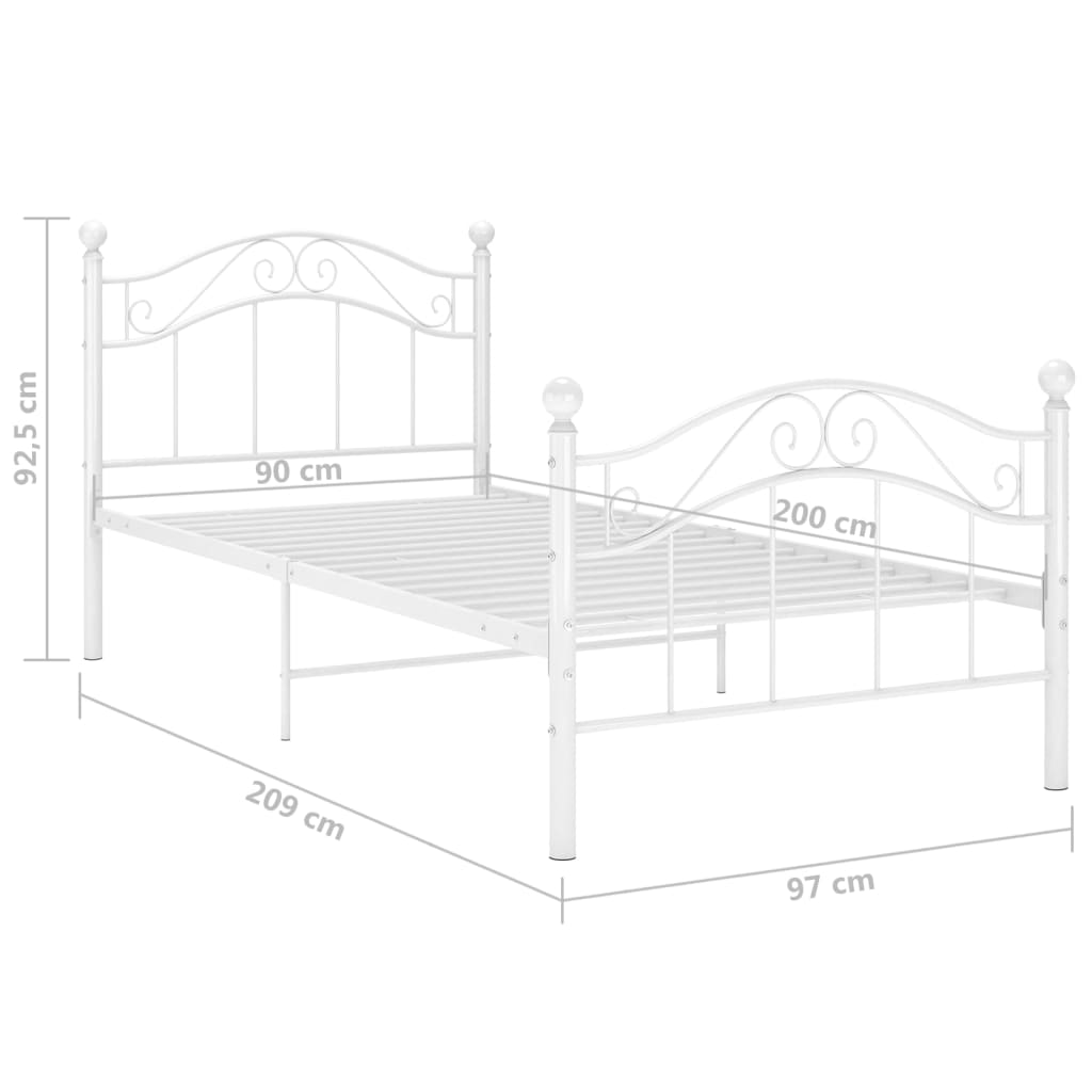 vidaXL Estructura de cama sin colchón metal blanco 90x200 cm