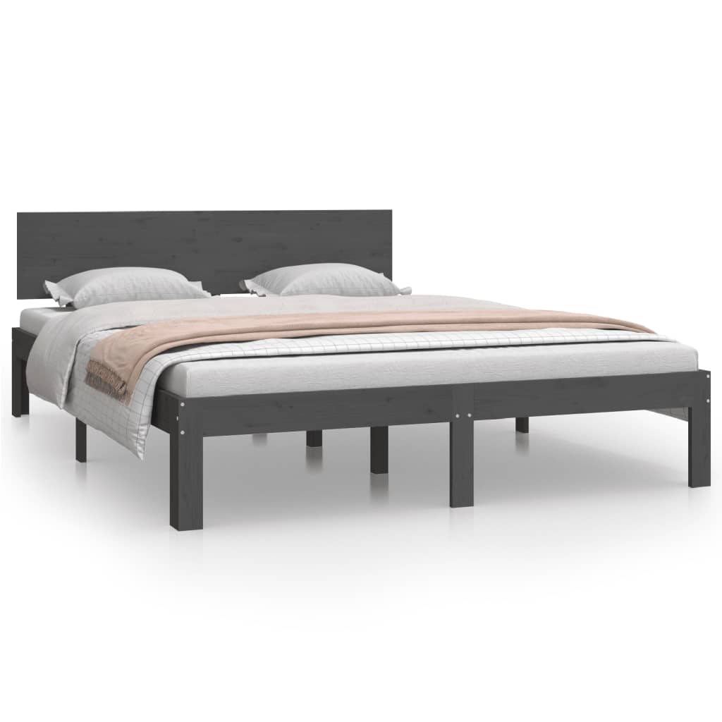 vidaXL Estructura de cama madera maciza de pino gris 140x200 cm