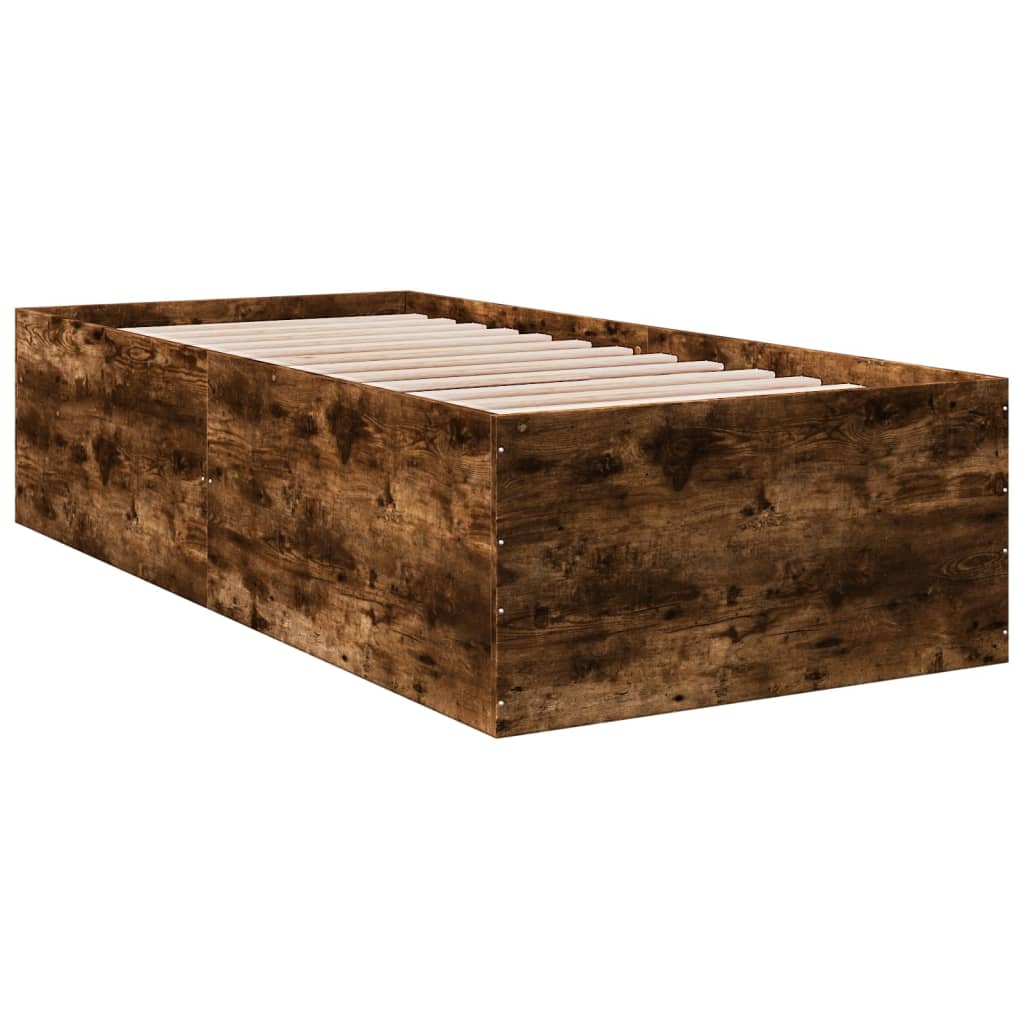 vidaXL Estructura de cama madera de ingeniería roble ahumado 90x190 cm