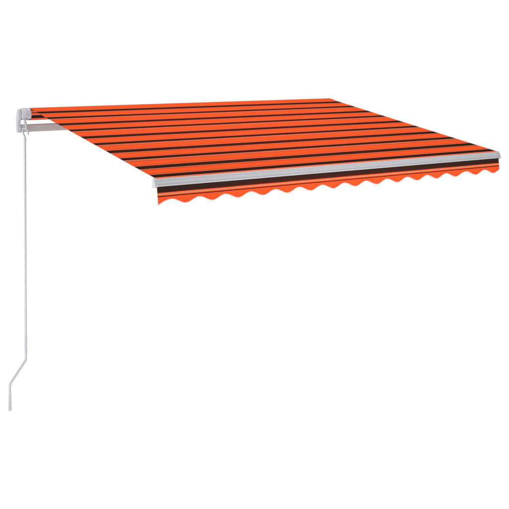 vidaXL Toldo manual retráctil con LED naranja y marrón 300x250 cm