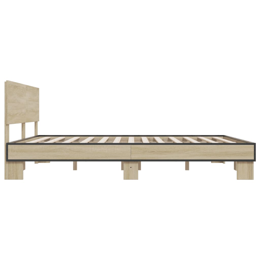 vidaXL Estructura cama madera ingeniería metal roble Sonoma 180x200 cm