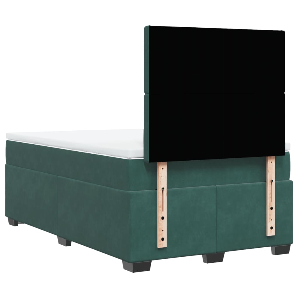 vidaXL Cama box spring con colchón terciopelo verde oscuro 120x200 cm