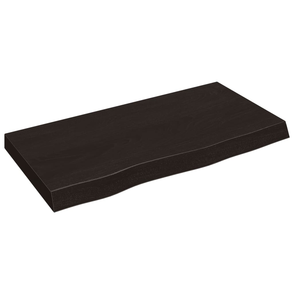 vidaXL Encimera baño madera maciza tratada marrón oscuro 80x40x(2-6)cm