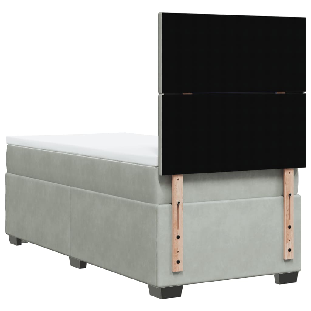 vidaXL Cama box spring con colchón terciopelo gris claro 100x200 cm