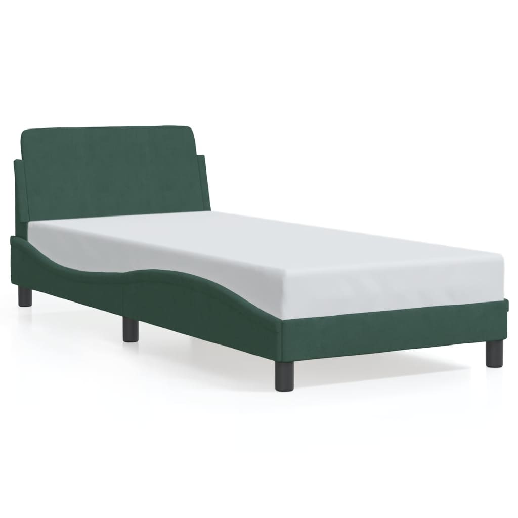 vidaXL Estructura cama con cabecero terciopelo verde oscuro 80x200 cm