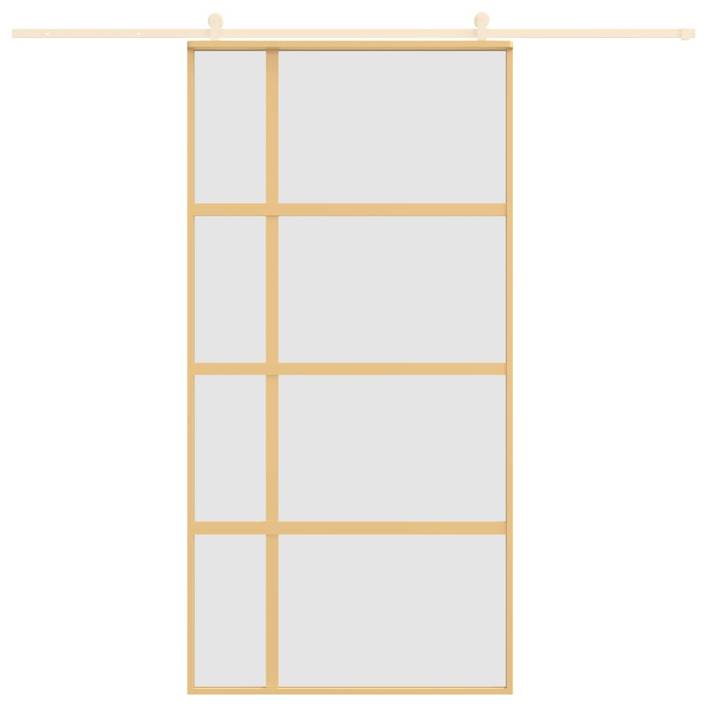 vidaXL Puerta corredera dorada de vidrio ESG esmerilado y aluminio