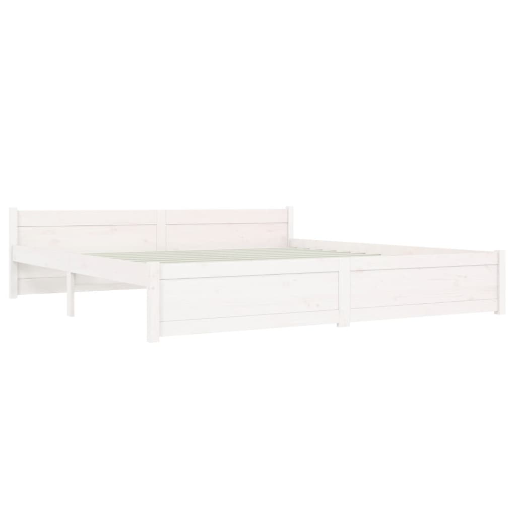 vidaXL Estructura de cama madera maciza blanco Supe King 180x200 cm