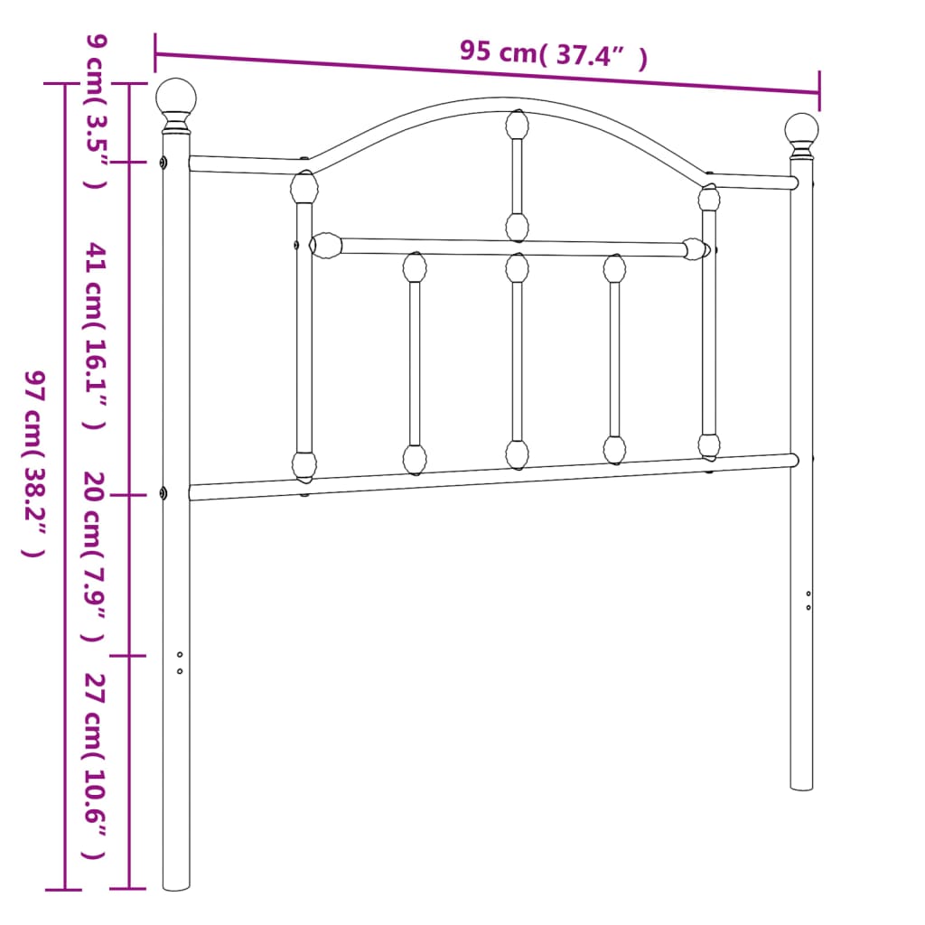 vidaXL Cabecero de metal blanco 90 cm