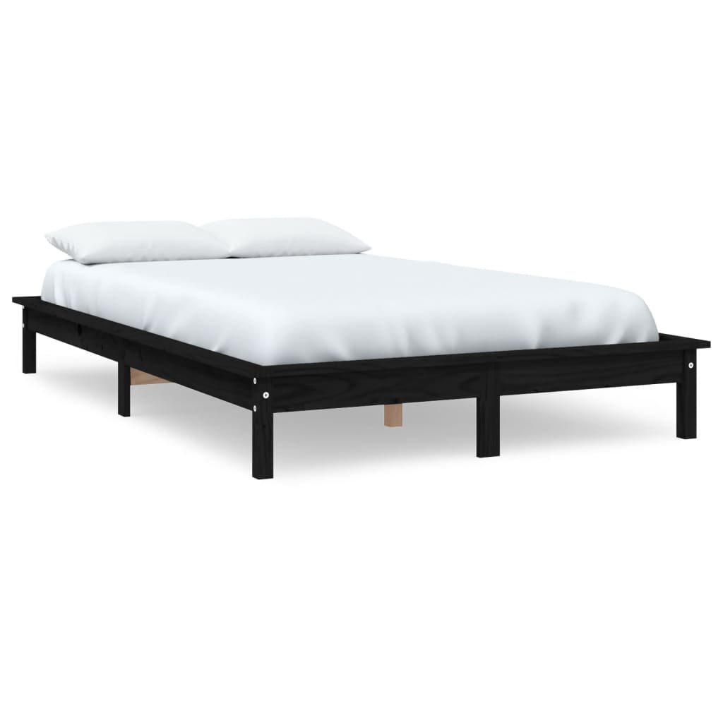 vidaXL Estructura de cama de madera maciza negra 180x200 cm