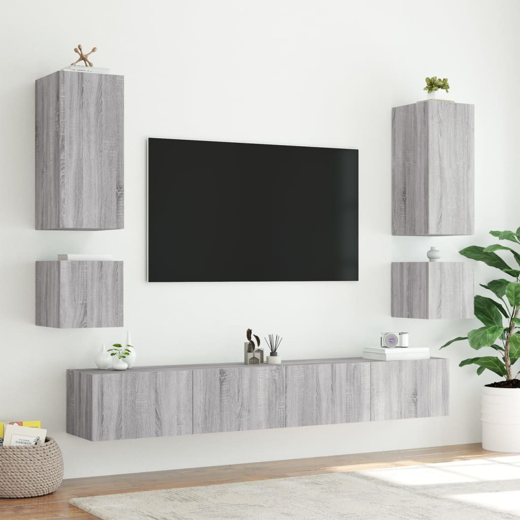 vidaXL Mueble de TV de pared con luces LED gris Sonoma 40,5x35x40 cm