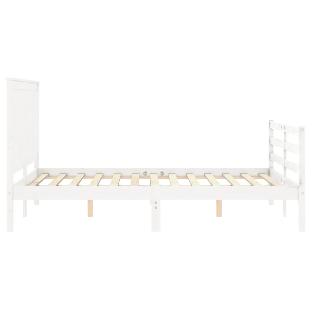 vidaXL Estructura cama de matrimonio con cabecero madera maciza blanco