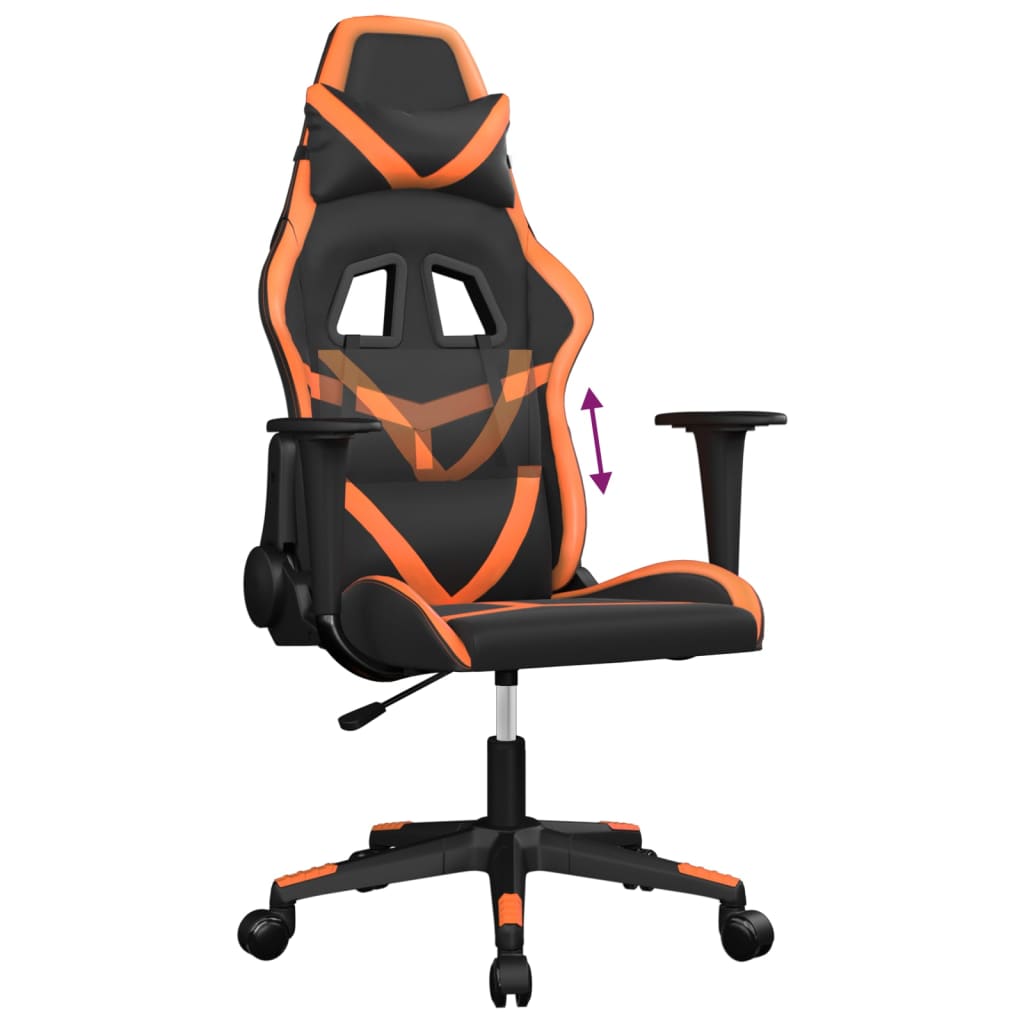 vidaXL Silla gaming cuero sintético negro y naranja