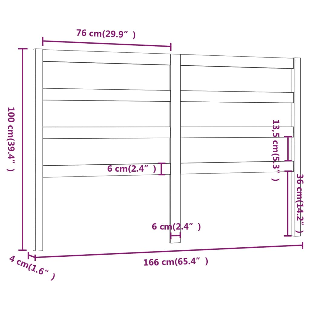 vidaXL Cabecero de cama madera maciza de pino 166x4x100 cm