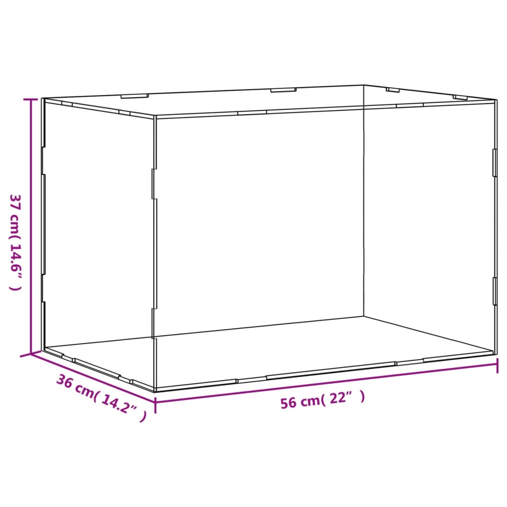 vidaXL Caja de exposición acrílico transparente 56x36x37 cm