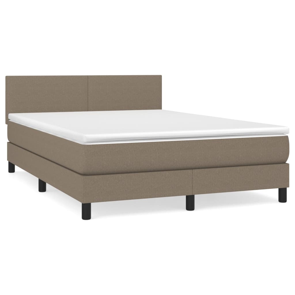 vidaXL Cama box spring con colchón tela gris taupe 140x190 cm