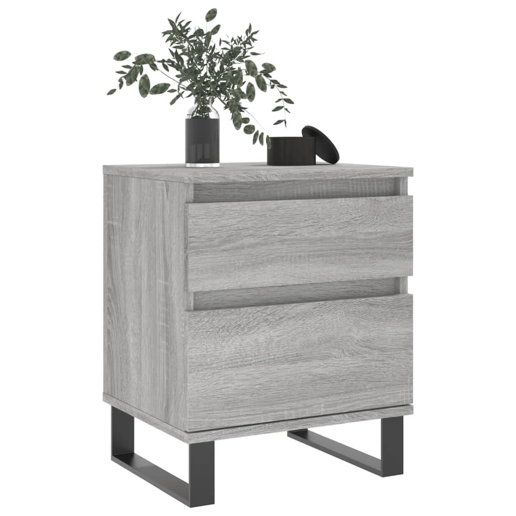 vidaXL Mesita de noche 2 uds madera ingeniería gris Sonoma 40x35x50 cm