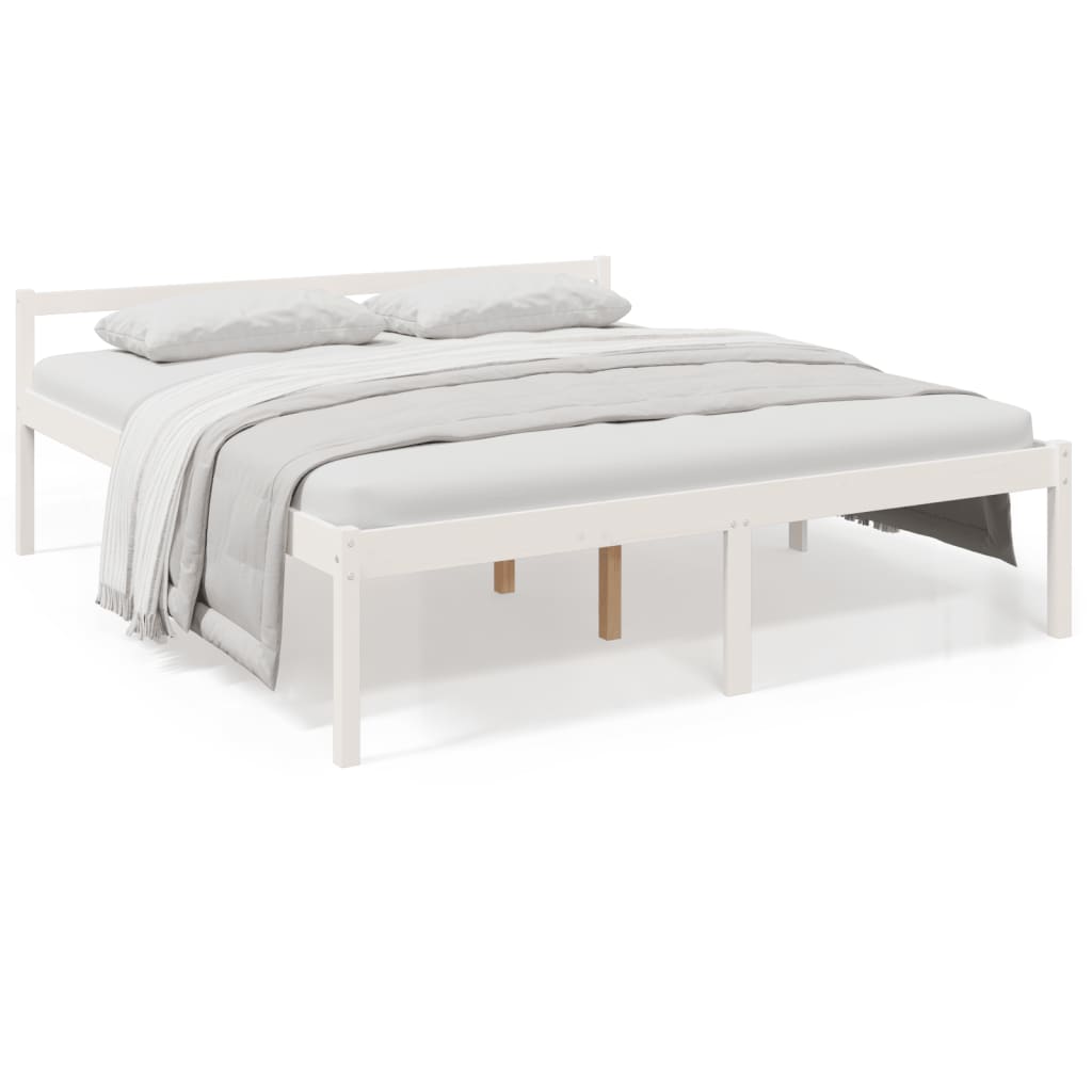 vidaXL Cama para personas mayores madera maciza pino blanca 200x200 cm