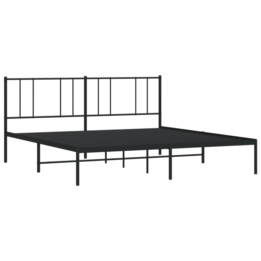 vidaXL Estructura cama sin colchón con cabecero metal negro 193x203 cm