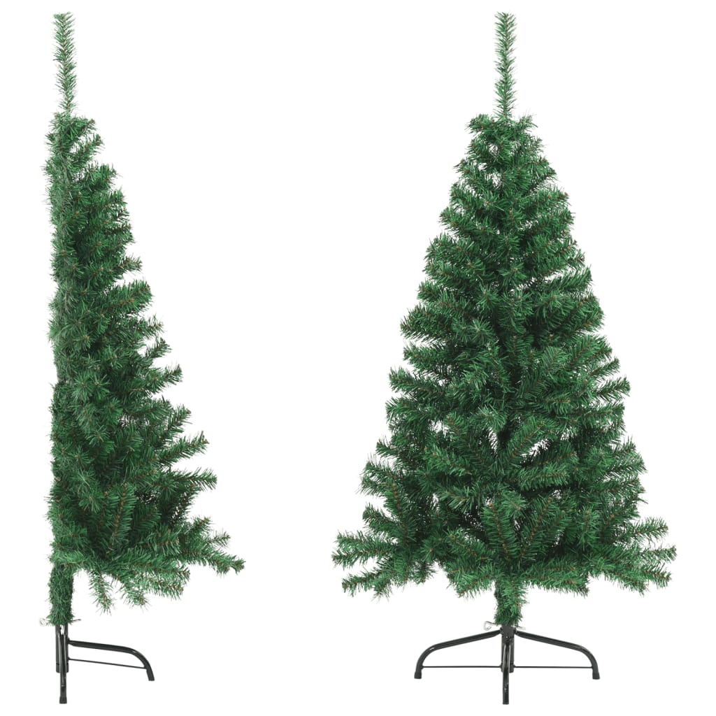 vidaXL Medio árbol de Navidad artificial con soporte PVC verde 150 cm