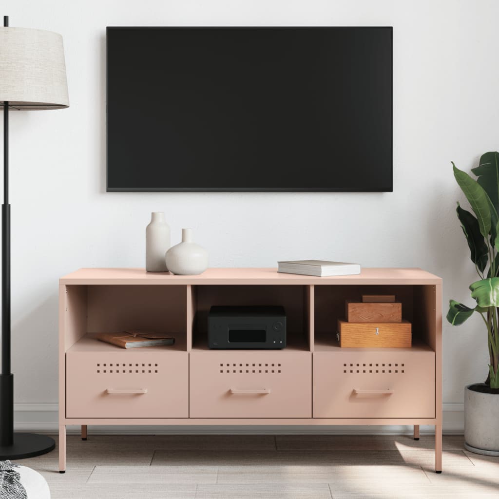 vidaXL Mueble para TV acero rosa 100,5x39x50,5 cm