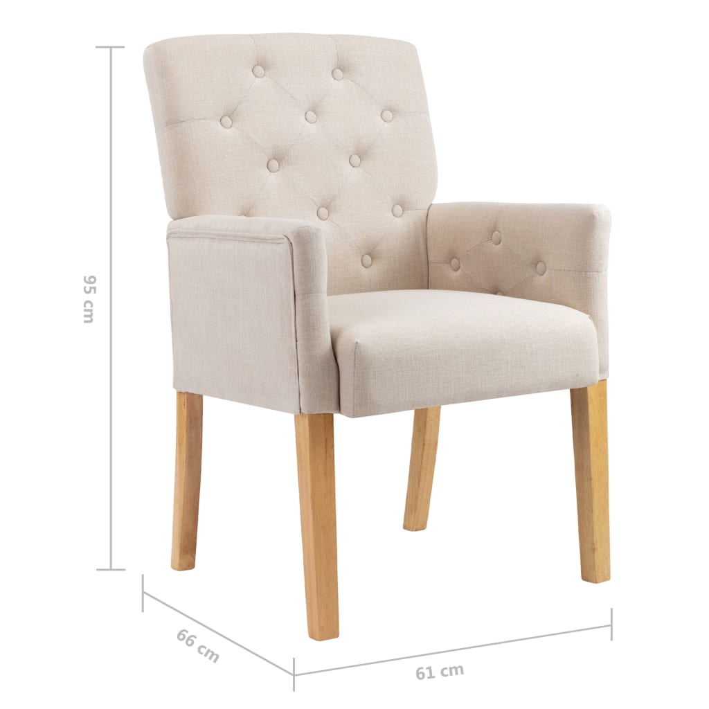 vidaXL Sillas de comedor con reposabrazos 4 unidades de tela beige