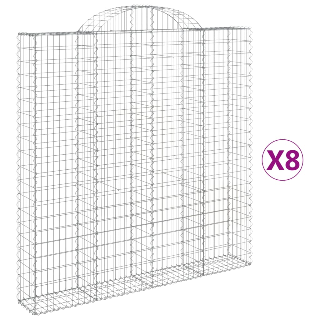 vidaXL Cestas de gaviones 8 uds forma de arco hierro 200x30x200/220 cm