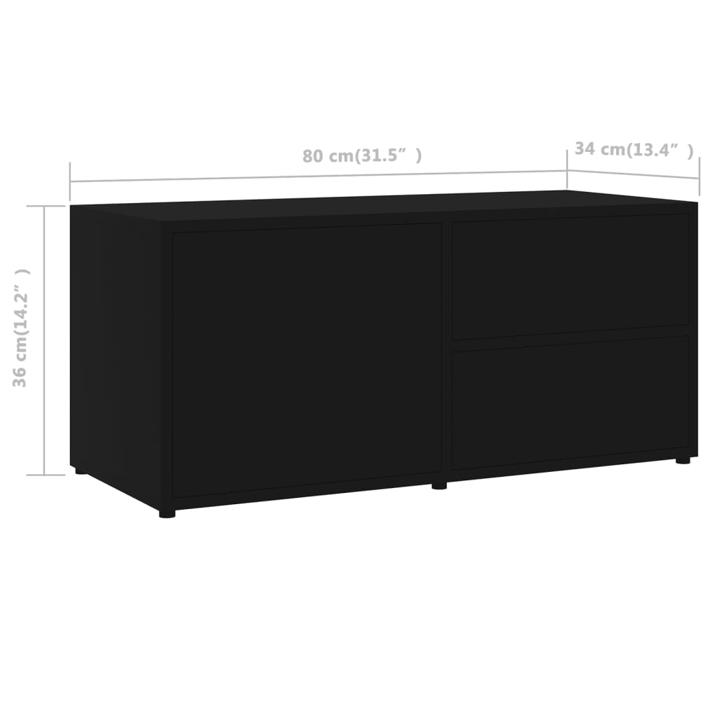 vidaXL Mueble para TV madera contrachapada negro 80x34x36 cm