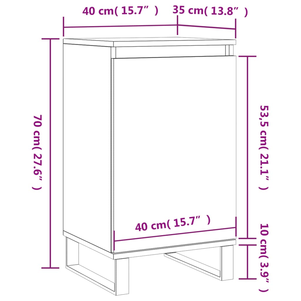 vidaXL Aparadores 2 uds madera de ingeniería roble Sonoma 40x35x70 cm