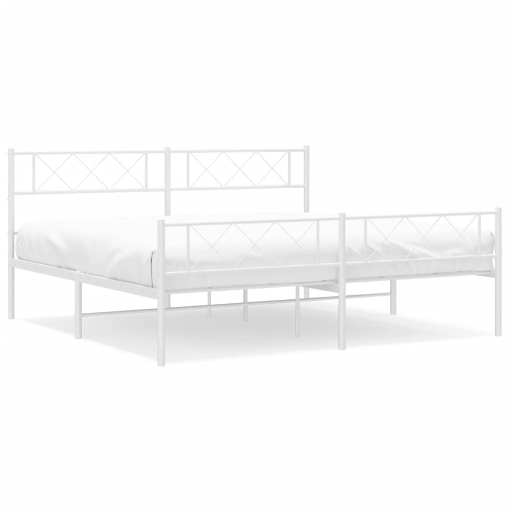 vidaXL Estructura cama sin colchón con estribo metal blanco 193x203 cm