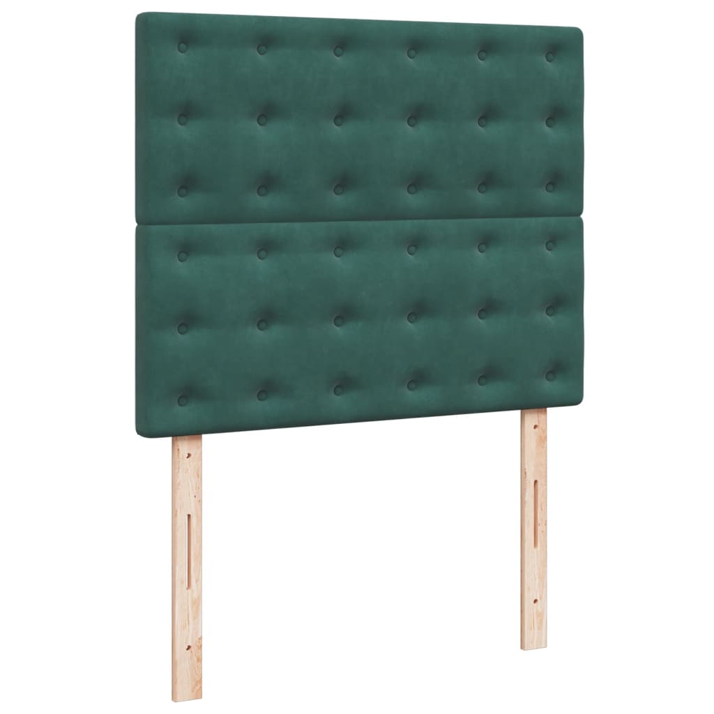 vidaXL Cama box spring con colchón terciopelo verde oscuro 120x200 cm