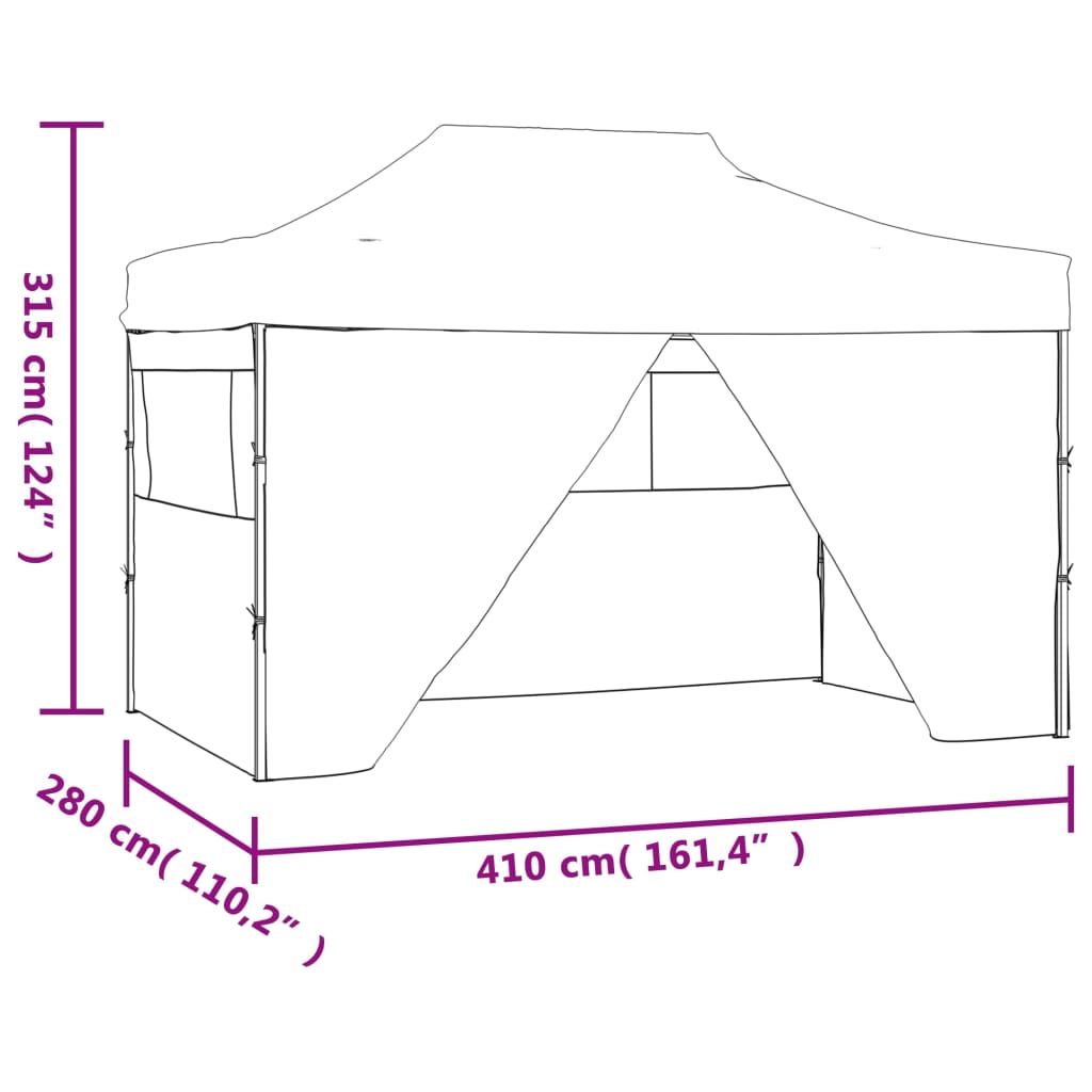 vidaXL Carpa plegable profesional 4 paredes acero gris antracita 3x4 m