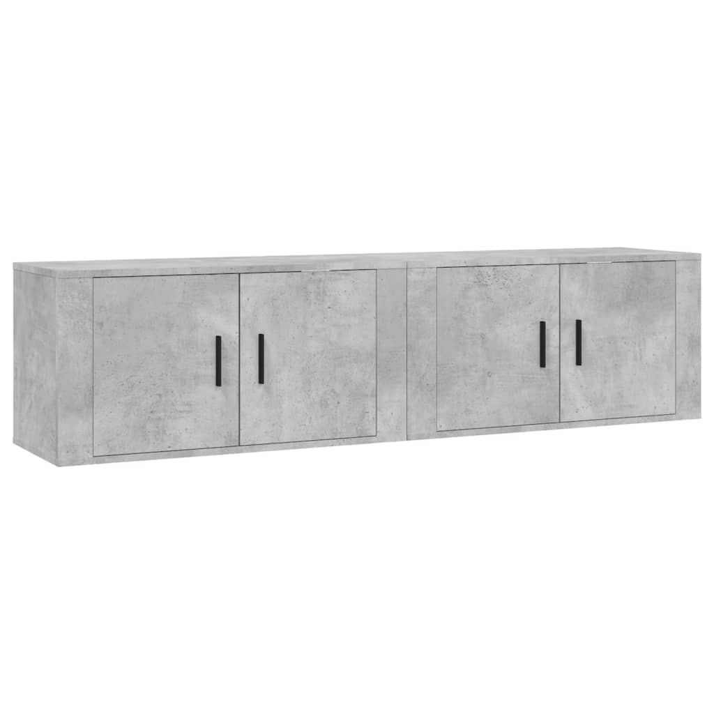 vidaXL Muebles para TV de pared 2 uds gris hormigón 80x34,5x40 cm