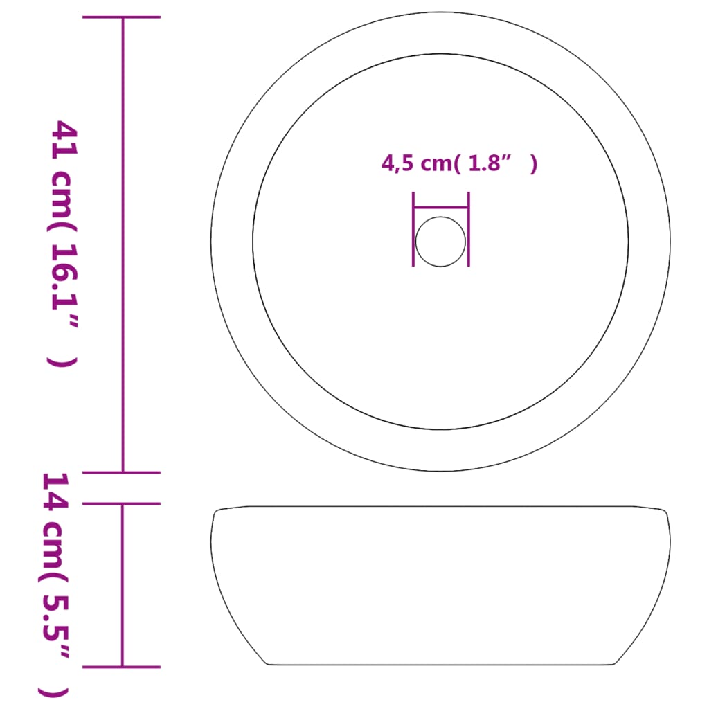 vidaXL Lavabo sobre encimera redondo cerámica marrón y negro Φ41x14 cm