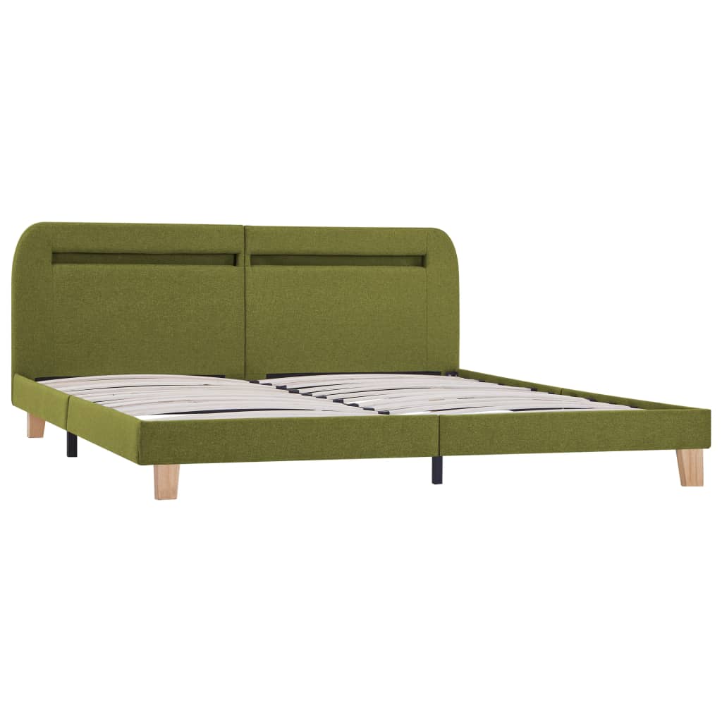 vidaXL Estructura de cama con LED sin colchón tela verde 180x200 cm