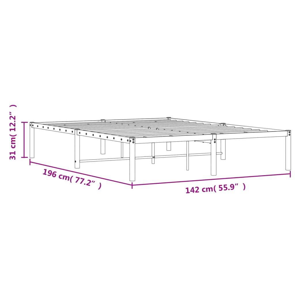 vidaXL Estructura de cama de metal blanca 135x190 cm