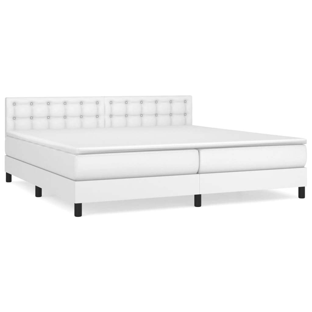 vidaXL Cama box spring con colchón cuero sintético blanco 200x200 cm