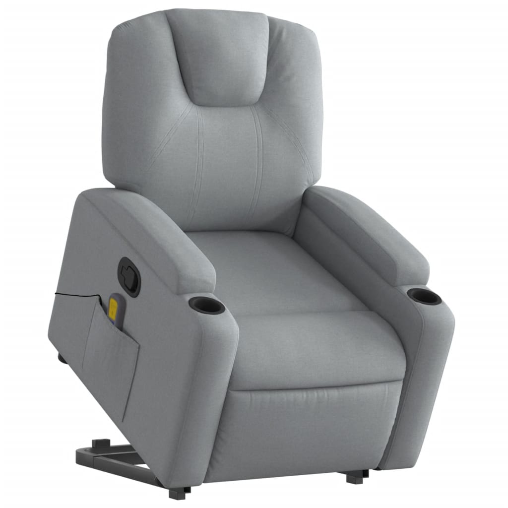 vidaXL Sillón de masaje reclinable de pie de tela gris claro