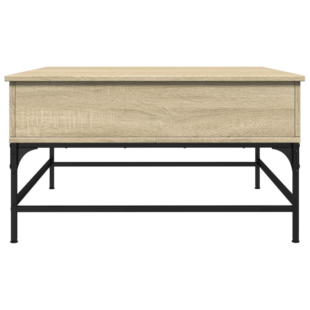 vidaXL Mesa de centro madera ingeniería metal roble Sonoma 80x80x45 cm