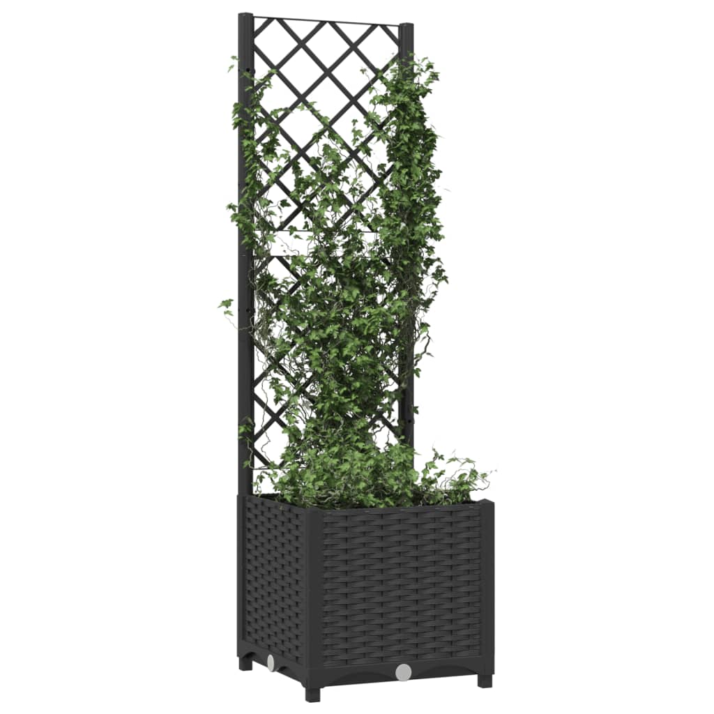 vidaXL Jardinera con enrejado PP negro 40x40x136 cm