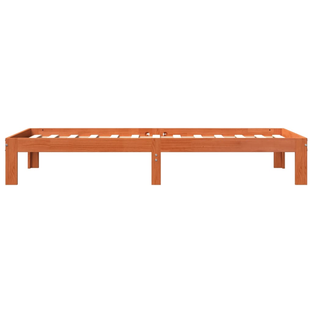 vidaXL Cama sin colchón madera maciza de pino marrón cera 100x200 cm