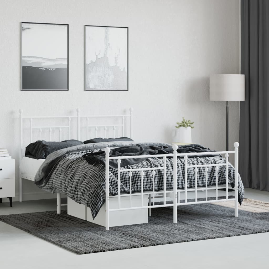 vidaXL Estructura cama sin colchón con estribo metal blanco 150x200 cm