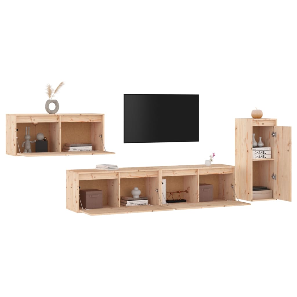 vidaXL Muebles para TV 2 piezas madera maciza de pino