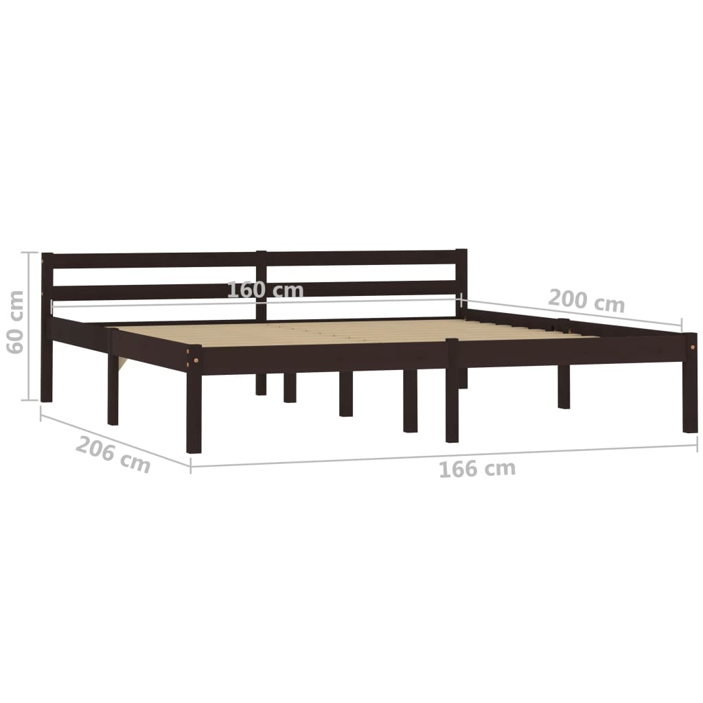 vidaXL Estructura cama sin colchón madera pino marrón oscuro 160x200cm