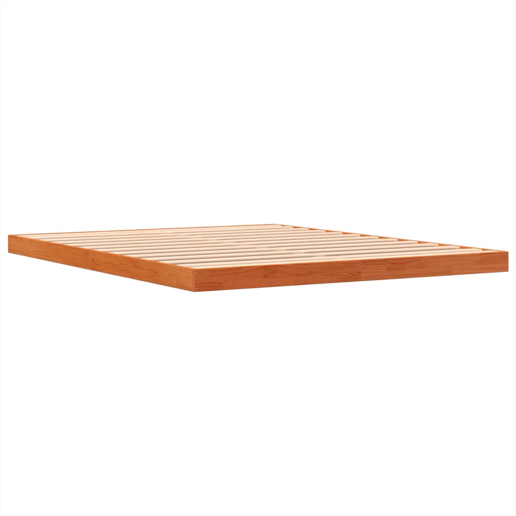 vidaXL Cama sin colchón madera maciza de pino marrón cera 160x200 cm