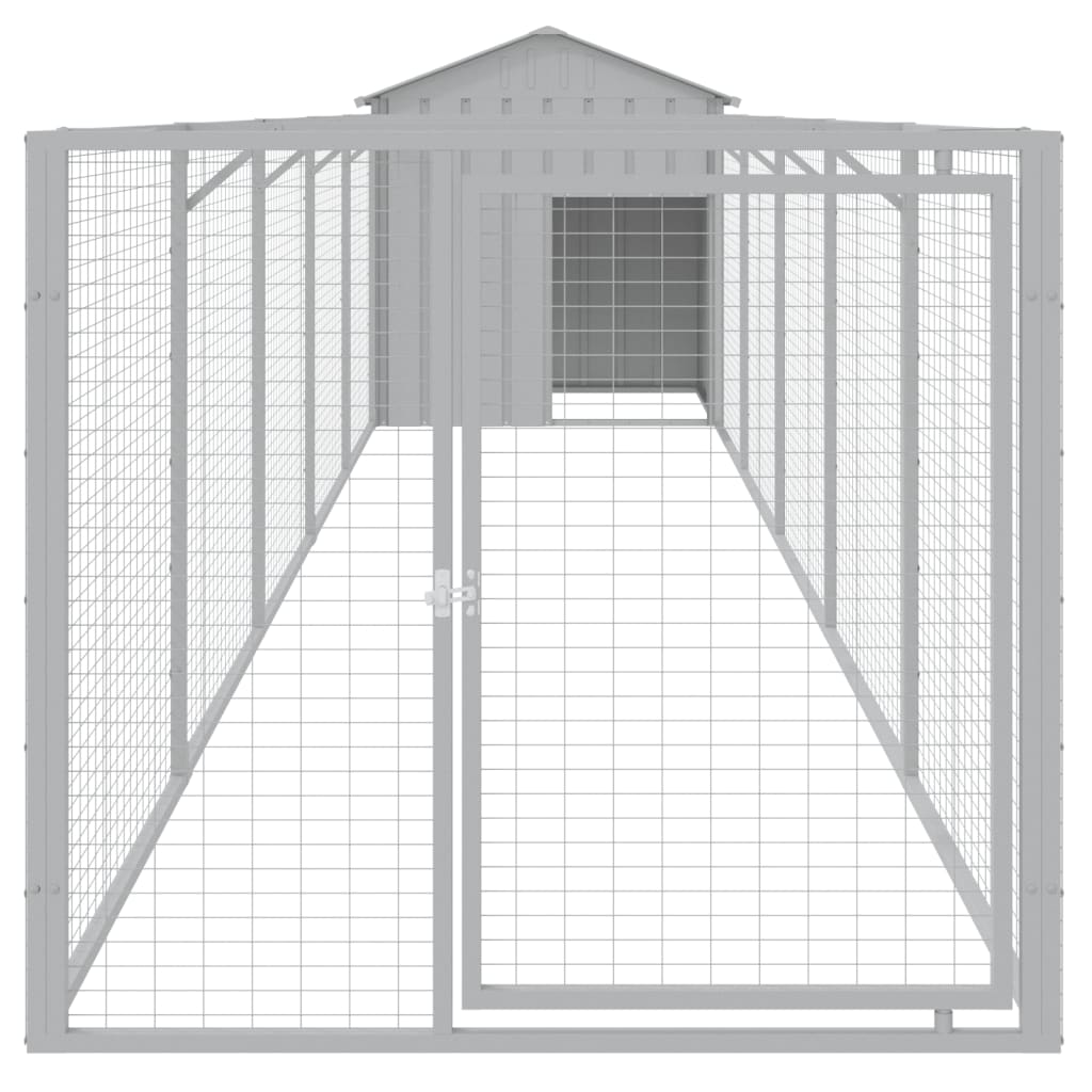 vidaXL Caseta perros tejado acero galvanizado gris claro 117x609x123cm