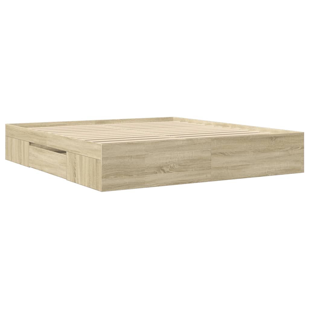 vidaXL Estructura de cama madera de ingeniería roble Sonoma 180x200 cm